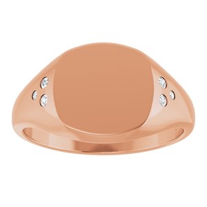14K Rose Gold 10.8x10.2 mm Square Accented Signet Ring Mounting
