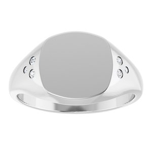 Platinum 10.8x10.2 mm Square Accented Signet Ring Mounting
