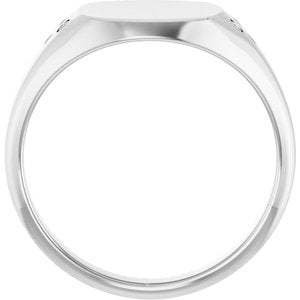 14K White Gold 10.8x10.2 mm Square Accented Signet Ring Mounting