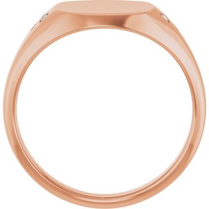 14K Rose Gold 10.8x10.2 mm Square Accented Signet Ring Mounting