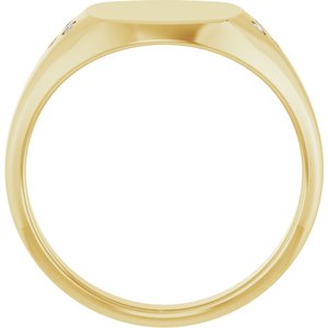 14K Yellow Gold 10.8x10.2 mm Square Accented Signet Ring Mounting