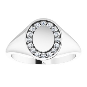 Sterling Silver 1.3 mm Round Halo-Style Signet Ring Mounting