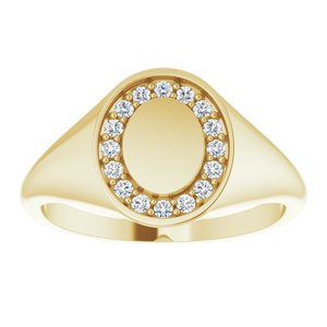 14K Yellow Gold 1.3 mm Round Halo-Style Signet Ring Mounting
