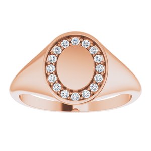 14K Rose Gold 1.3 mm Round Halo-Style Signet Ring Mounting