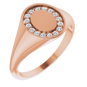 14K Rose Gold 1.3 mm Round Halo-Style Signet Ring Mounting
