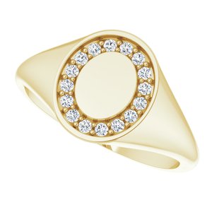 14K Yellow Gold 1.3 mm Round Halo-Style Signet Ring Mounting