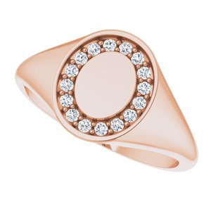 14K Rose Gold 1.3 mm Round Halo-Style Signet Ring Mounting