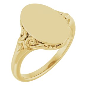 14K Yellow Gold Oval Signet Ring