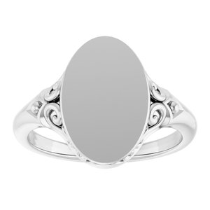 14K White Gold Oval Signet Ring