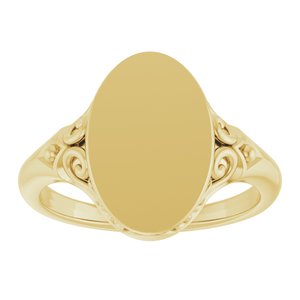 14K Yellow Gold Oval Signet Ring