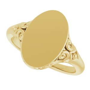 14K Yellow Gold Oval Signet Ring