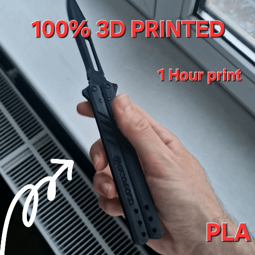 100% 3D printer Butterfly knife Fidget toy