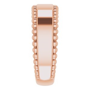 14K Rose Gold Engravable Beaded Ring