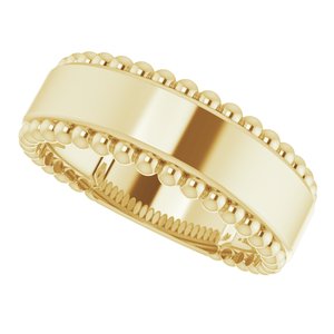 14K Yellow Gold Engravable Beaded Ring