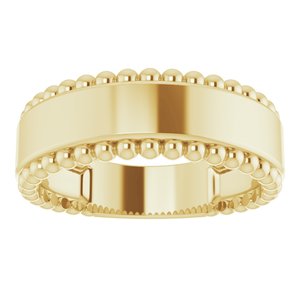 14K Yellow Gold Engravable Beaded Ring