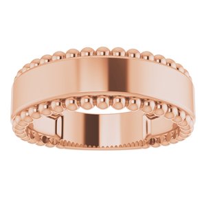 14K Rose Gold Engravable Beaded Ring