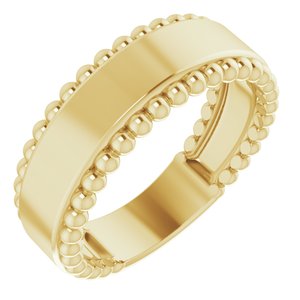 14K Yellow Gold Engravable Beaded Ring