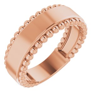 14K Rose Gold Engravable Beaded Ring