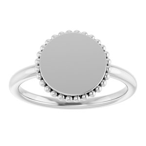 Sterling Silver Engravable Beaded Signet Ring