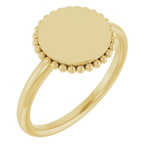 Engravable Beaded Signet Ring