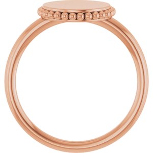 14K Rose Gold Engravable Beaded Signet Ring