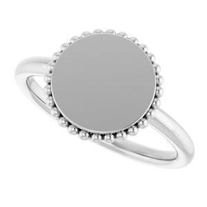 Sterling Silver Engravable Beaded Signet Ring