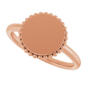14K Rose Gold Engravable Beaded Signet Ring