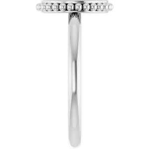 14K White Gold Engravable Beaded Signet Ring