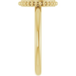 14K Yellow Gold Engravable Beaded Signet Ring