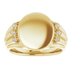 14K Yellow Gold 14.5x13 mm Oval Signet Ring Mounting
