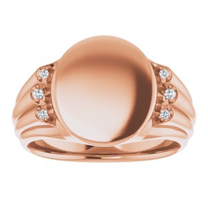 14K Rose Gold 14.5x13 mm Oval Signet Ring Mounting