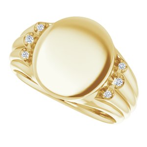 14K Yellow Gold 14.5x13 mm Oval Signet Ring Mounting