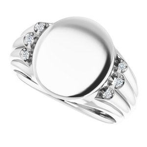 Platinum 14.5x13 mm Oval Signet Ring Mounting