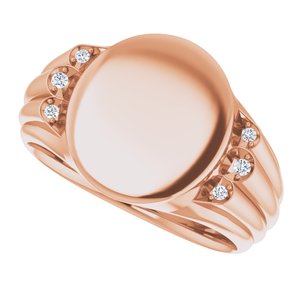 14K Rose Gold 14.5x13 mm Oval Signet Ring Mounting