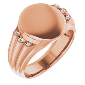 14K Rose Gold 14.5x13 mm Oval Signet Ring Mounting