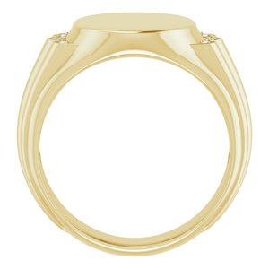14K Yellow Gold 14.5x13 mm Oval Signet Ring Mounting