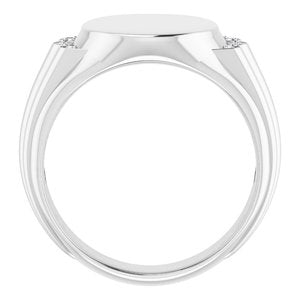 Platinum 14.5x13 mm Oval Signet Ring Mounting