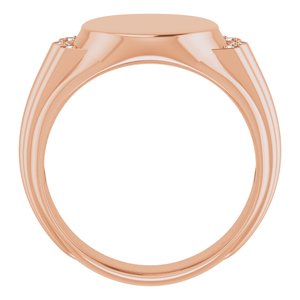 14K Rose Gold 14.5x13 mm Oval Signet Ring Mounting