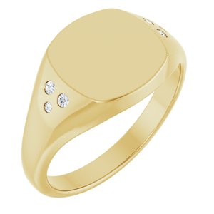 10.8x10.2 mm Square Accented Signet Ring Mounting