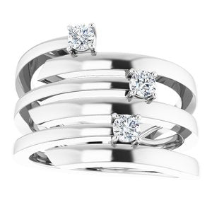10K X1 White Gold 3-Stone Family Engravable Ring Mounting
