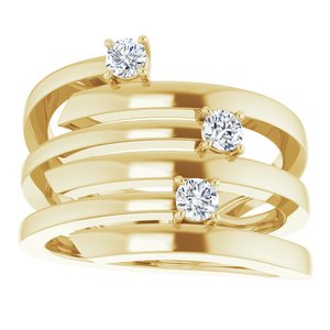 10K Yellow Gold 3-Stone Family Engravable Ring Mounting