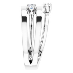 Sterling Silver 2-Stone Family Engravable Ring Mounting