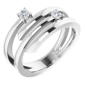 18K Palladium White Gold 2-Stone Family Engravable Ring Mounting