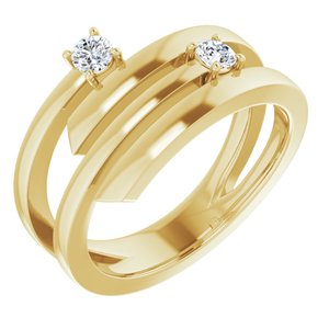 14K Yellow Gold 2-Stone Family Engravable Ring Mounting
