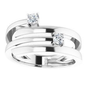 14K X1 White Gold 2-Stone Family Engravable Ring Mounting