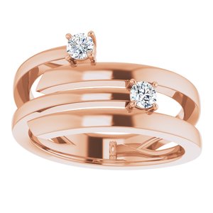 10K Rose Gold 2-Stone Family Engravable Ring Mounting