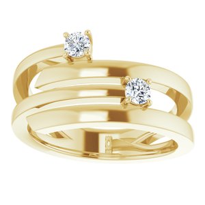 14K Yellow Gold 2-Stone Family Engravable Ring Mounting