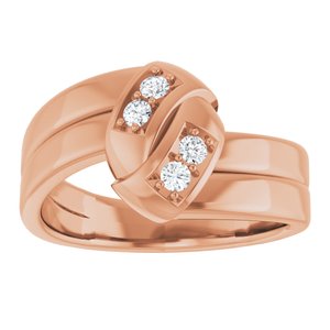 18K Rose Gold 4-Stone Family Engravable Ring Mounting