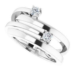10K White Gold 2-Stone Family Engravable Ring Mounting