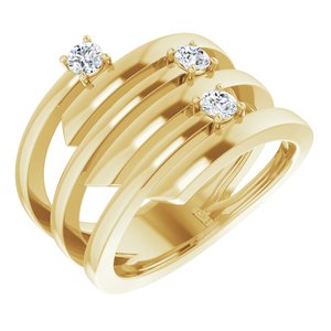 14K Yellow Gold 3-Stone Family Engravable Ring Mounting